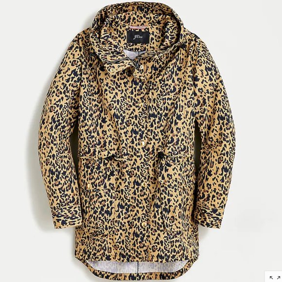J.Crew Perfect rain jacket in leopard print-AI243 - Picture 1 of 6